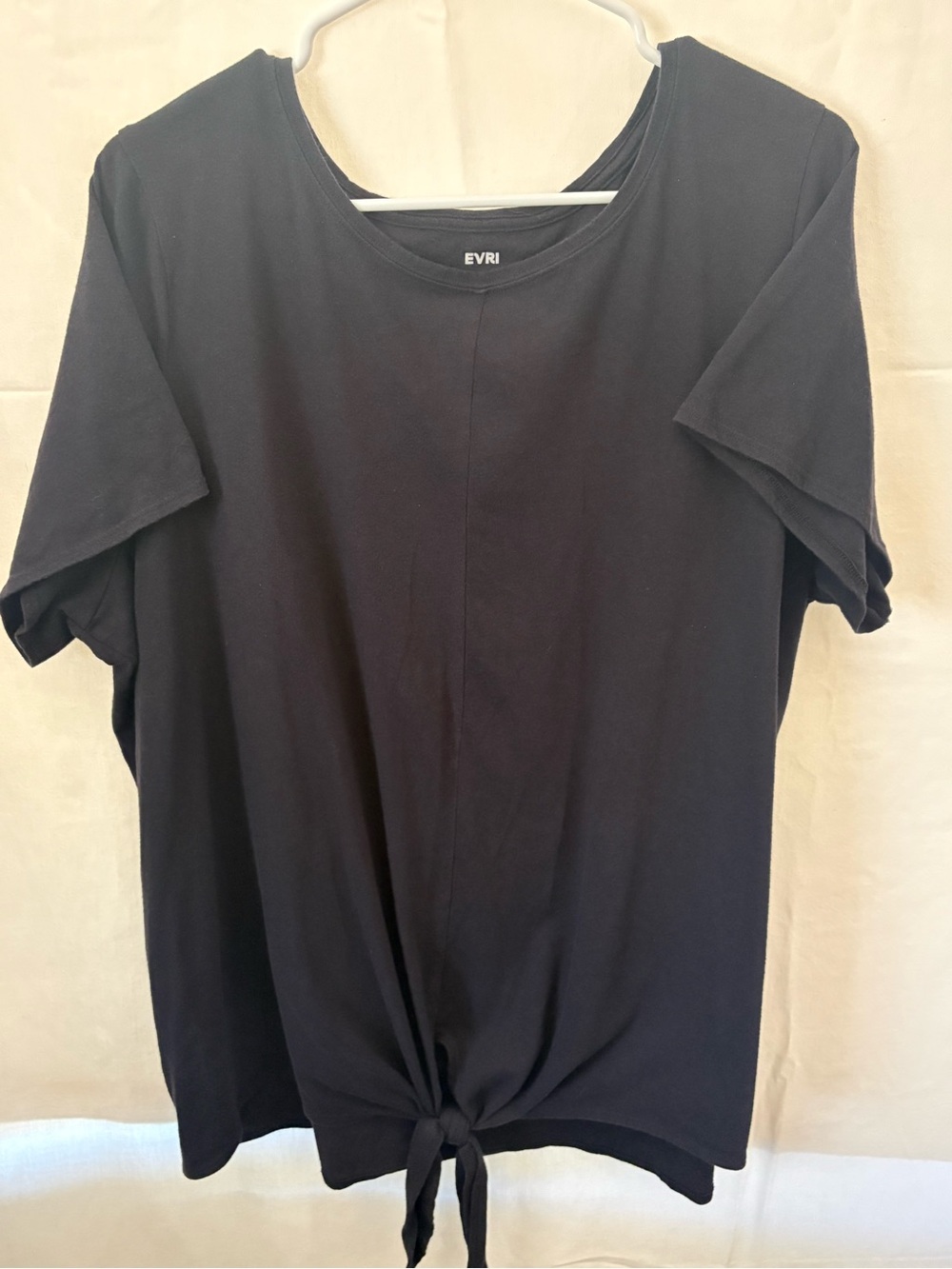 EVRI Black Short Sleeve Tie-Front Tee
